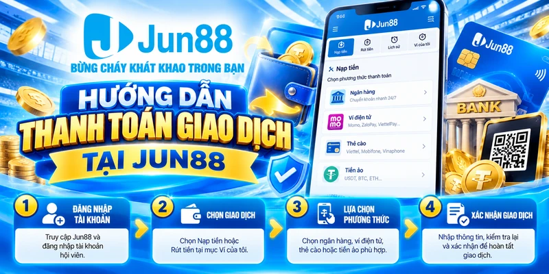 Hướng dẫn Jun88 bước thanh toán giao dịch