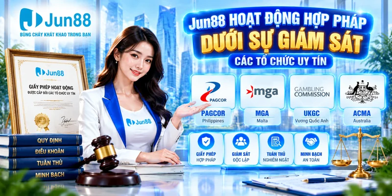Jun88 hoạt động hợp pháp dưới sự giám sát các tổ chức uy tín