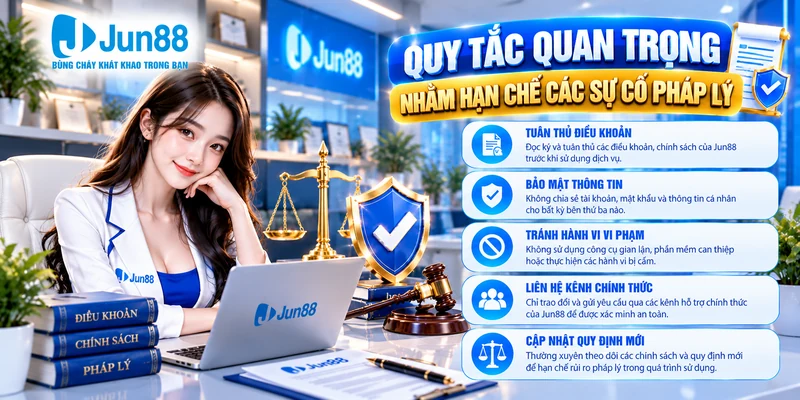 Quy tắc quan trọng nhằm hạn chế các sự cố pháp lý Jun88